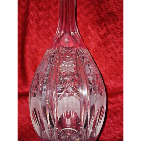 Vintage Lead Cut Crystal Star Decanter With Stopper 14.5" Tall Unmarked - Picture 3 of 9